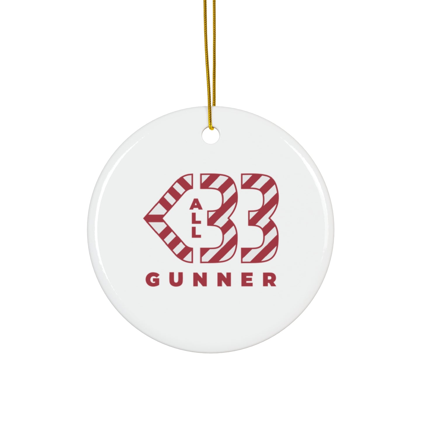 Ceramic Ornament - All Heart Gunner Candy Cane - Holiday Decor