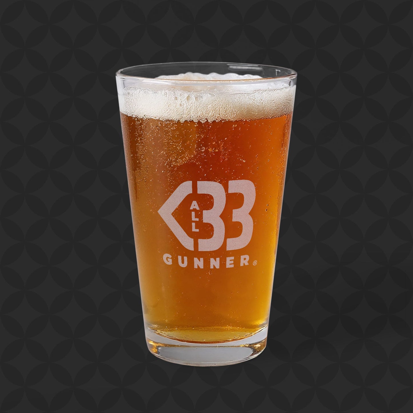 Engraved Pint Mixing Glass - All Heart Gunner Logo