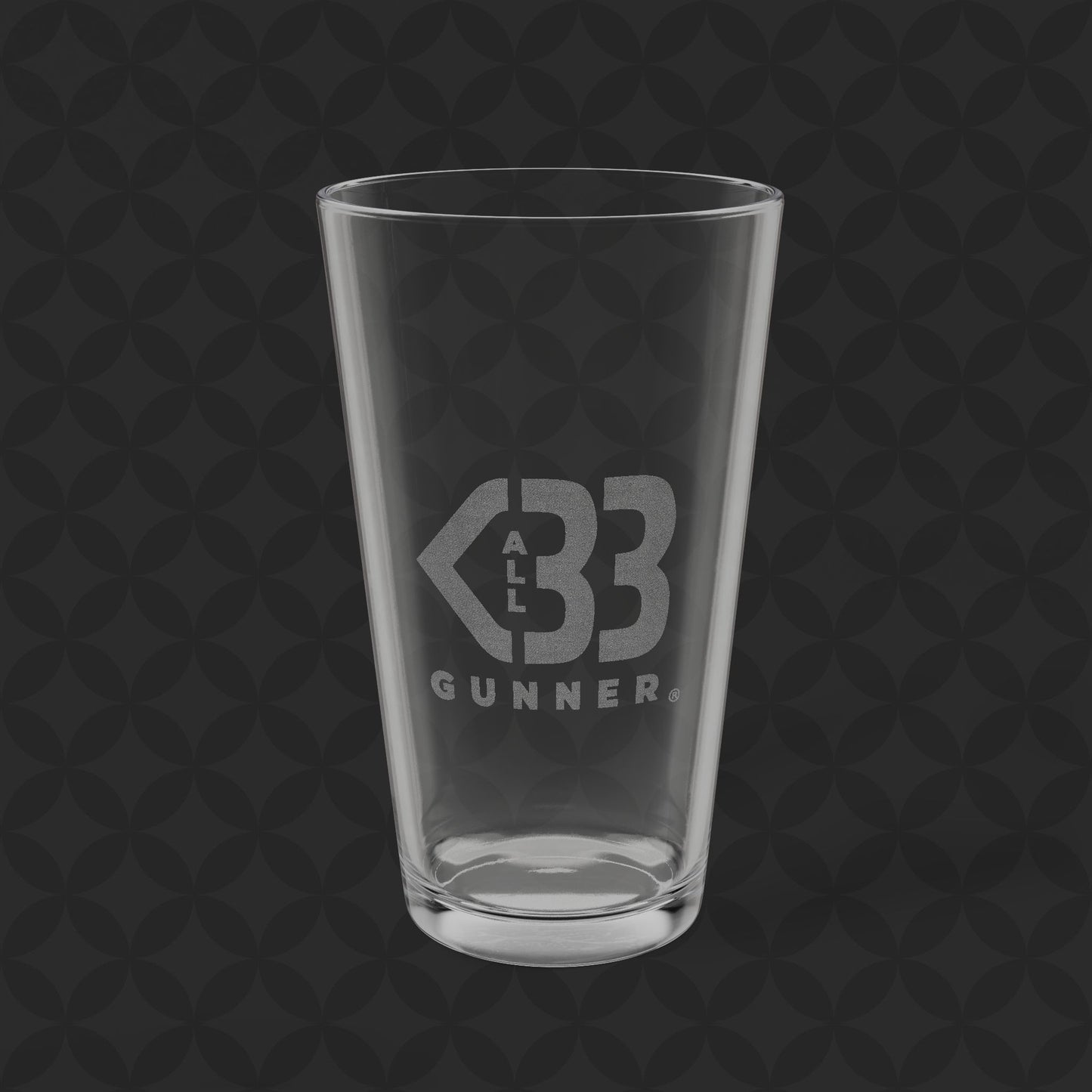 Engraved Pint Mixing Glass - All Heart Gunner Logo