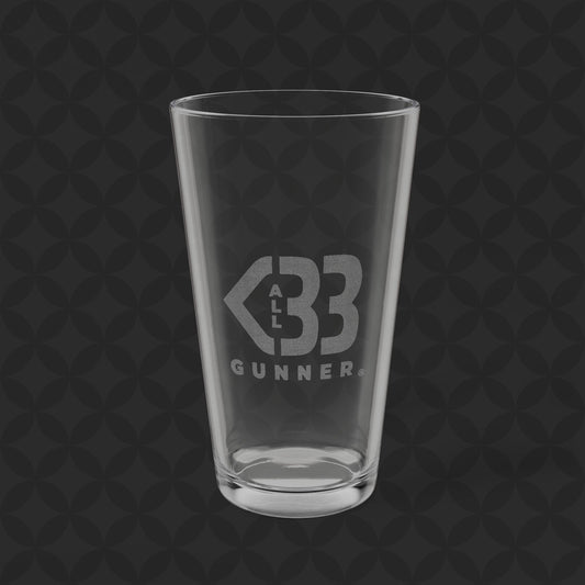 Engraved Pint Mixing Glass - All Heart Gunner Logo