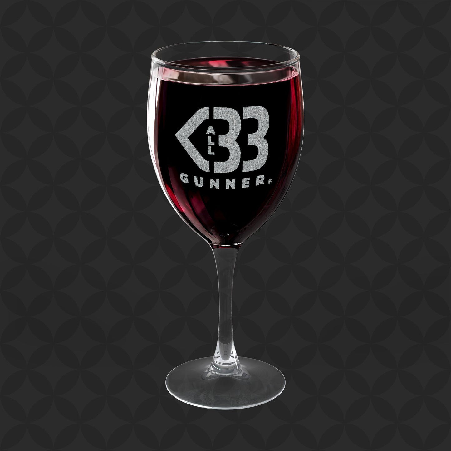 Engraved Wine Glass - All Heart Gunner Logo