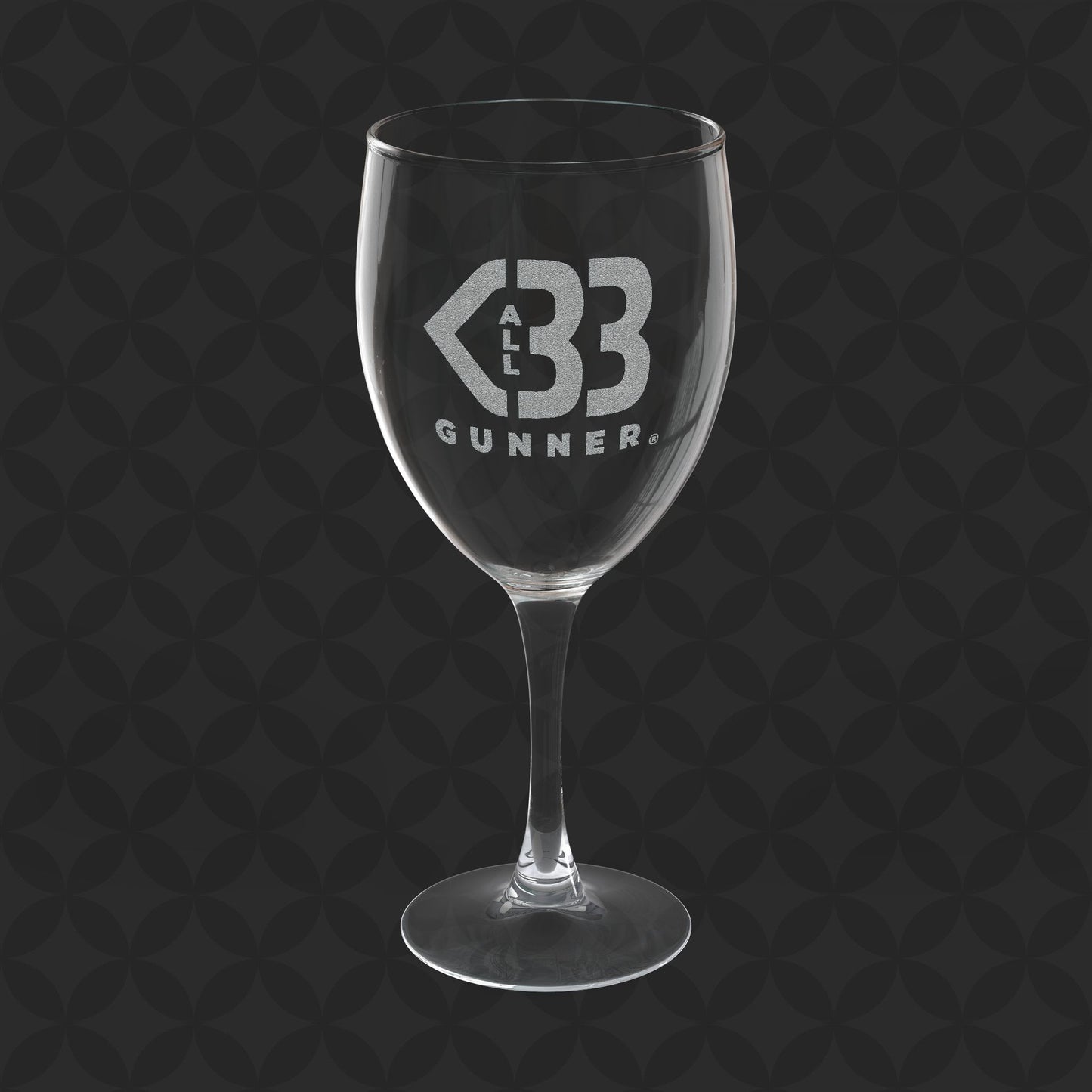 Engraved Wine Glass - All Heart Gunner Logo